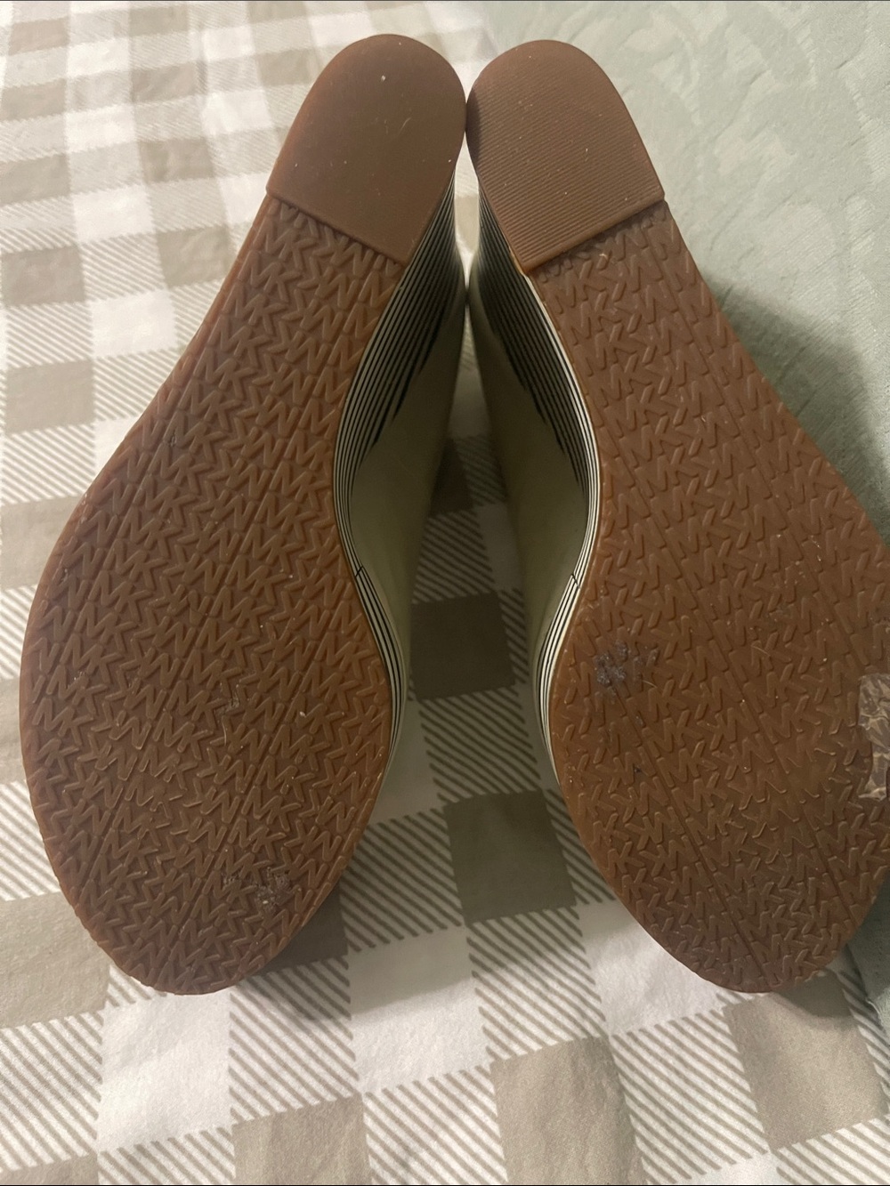 Michael Kors Cream Peep-Toe Platform Wedges with Striped Midsole - Picture 4 of 4